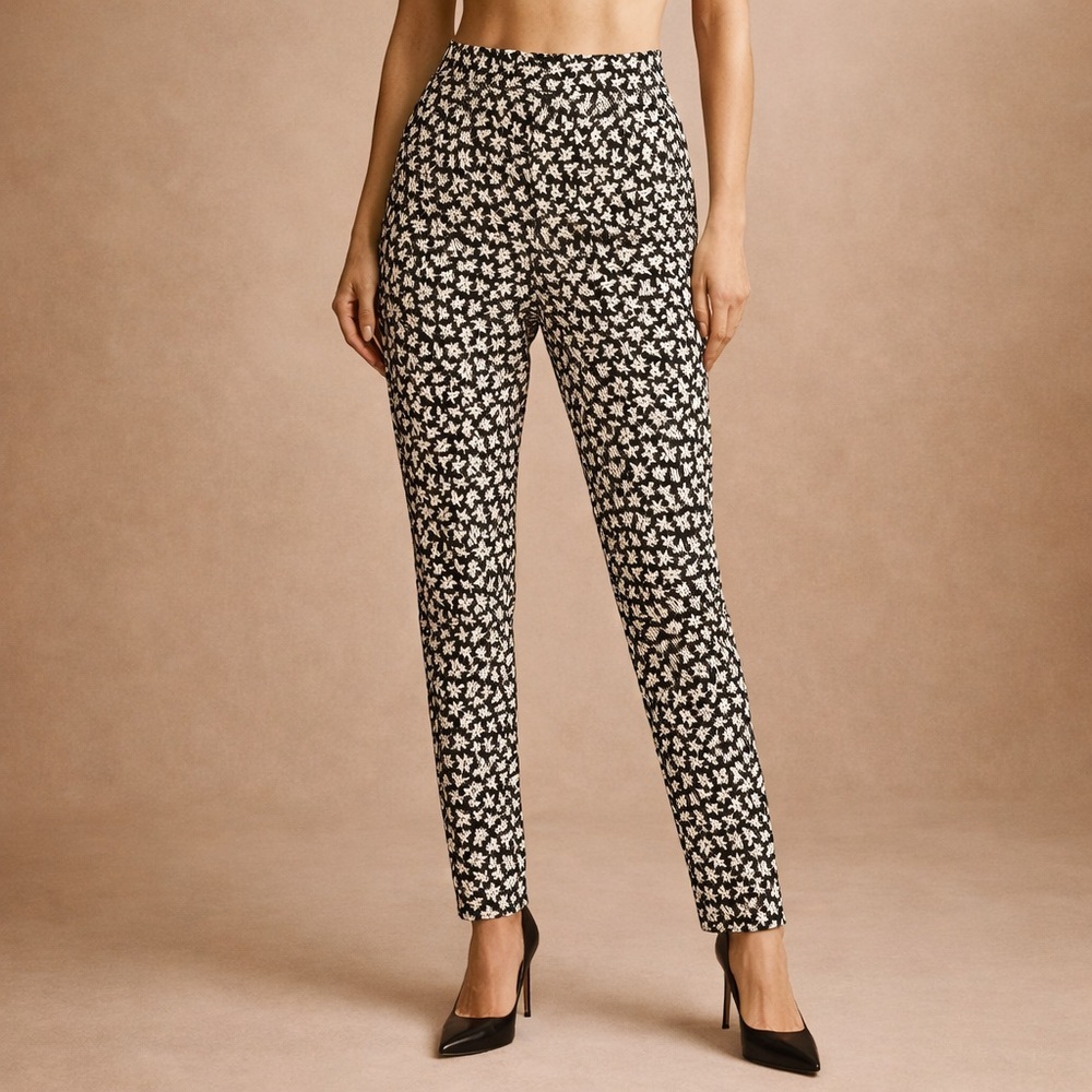 Michael Kors Black and White Patterned Skinny Pants